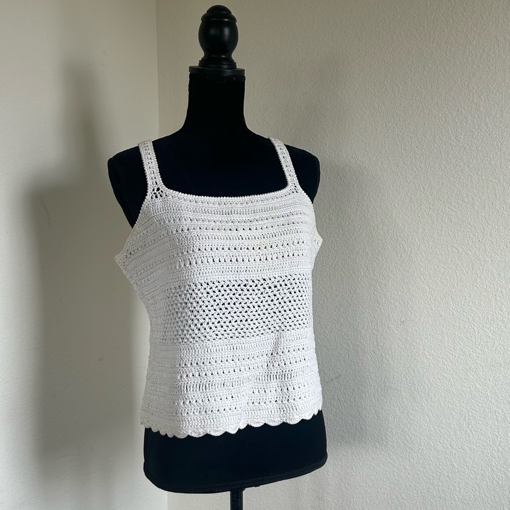 Lauren Ralph Lauren White Crochet Knit Top